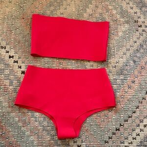 Cali dreaming RED high waisted bikini with bandeau top size M/L (8/10)
